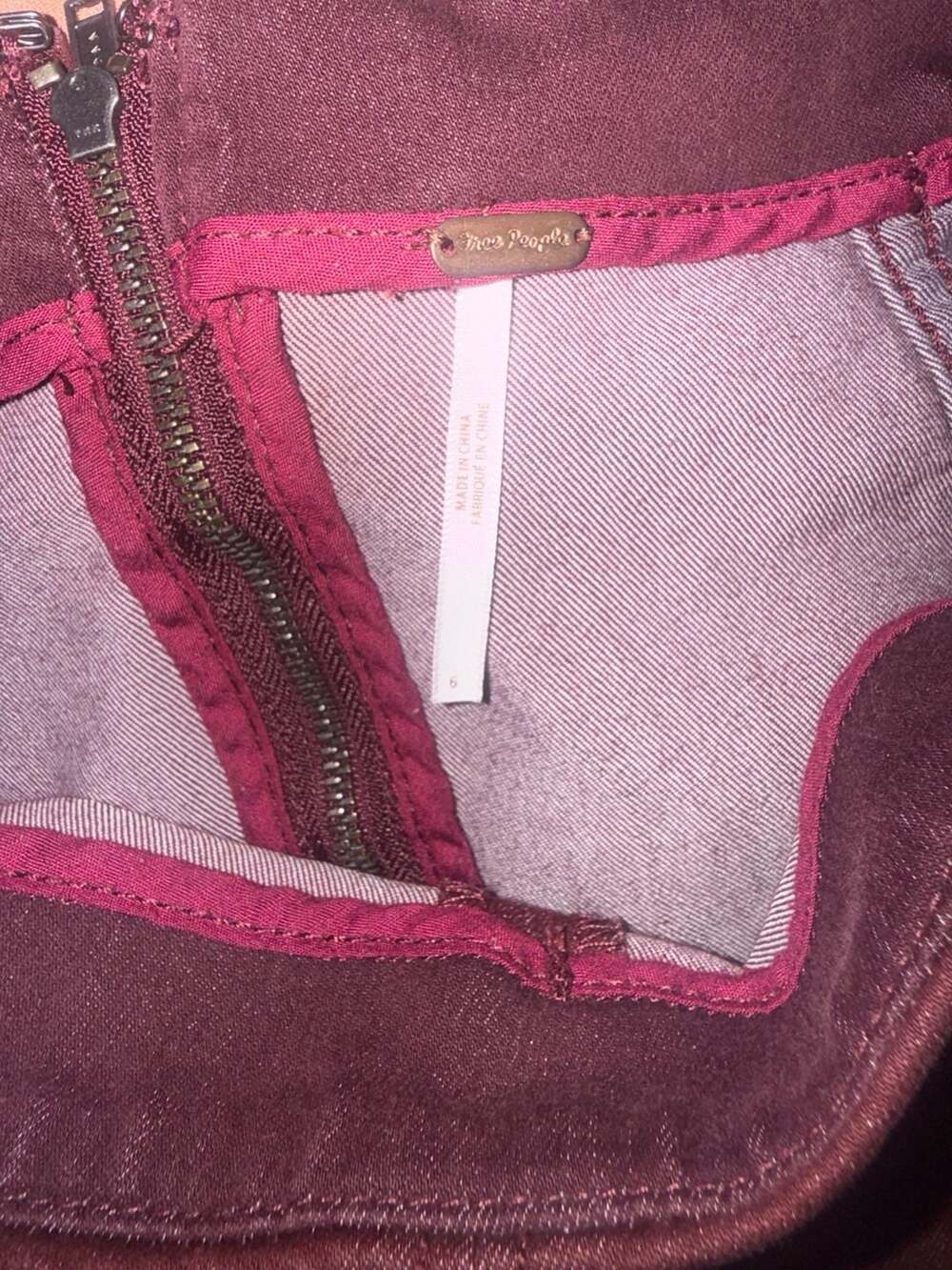 Free People Modern Femme Mini Skirt Burgundy Size 6 - Picture 3 of 3